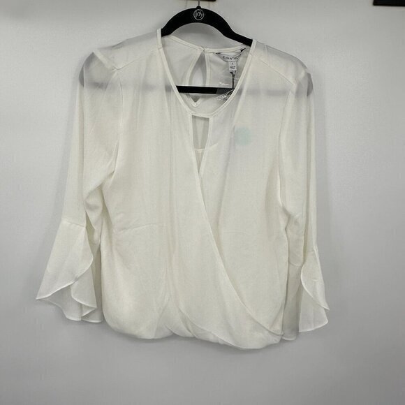 41Hawthorn Tops - 41 Hawthorn Womens Blouse Small White Surplice Neckline Bell Sleeve Top Preppy